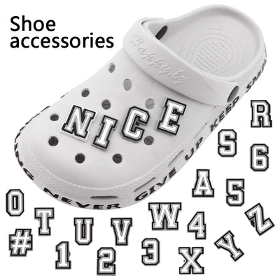 1 Pcs Letter Shoe Charms for Clog Sandals Shoe Decoration Number Alphabet Characters DIY Shoes Pins for Boy Girl Men Women - Smarsty
