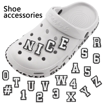 1 Pcs Letter Shoe Charms for Clog Sandals Shoe Decoration Number Alphabet Characters DIY Shoes Pins for Boy Girl Men Women