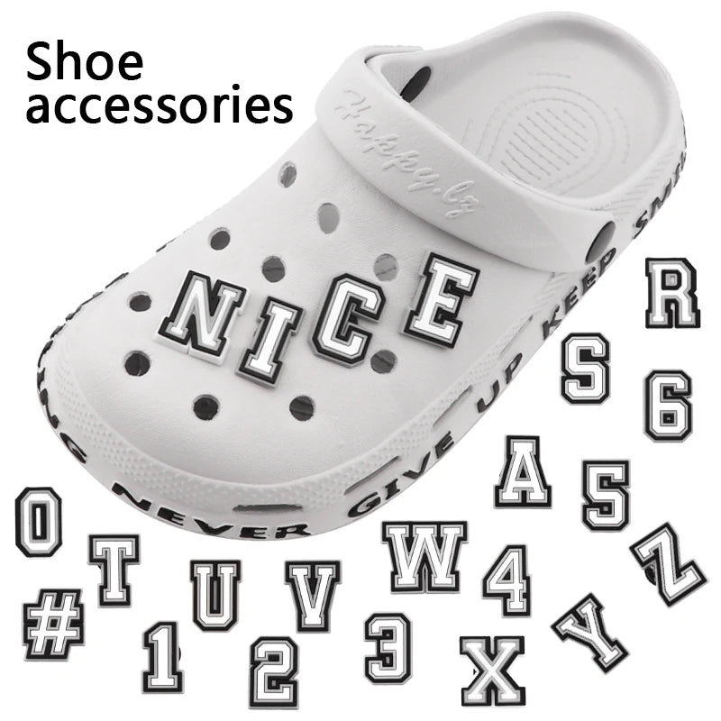 1 Pcs Letter Shoe Charms for Clog Sandals Shoe Decoration Number Alphabet Characters DIY Shoes Pins for Boy Girl Men Women