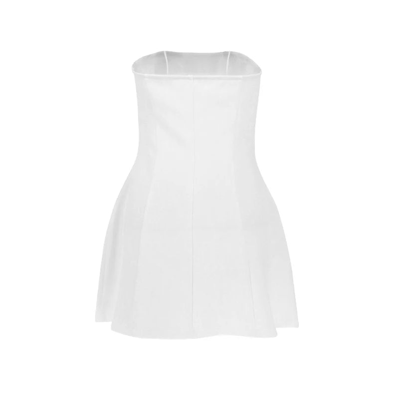 Sexy A-Line Dress Women's Summer New Solid Sexy Sleeveless Off Shoulder Bodycon Dresses Fashion Elegant Club Party Lady Dresses - Smarsty