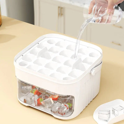 50-Cube Ice Maker with Easy Press Cap Double Layer Ice Cube Maker Refrigerator Household Ice Storage Ice Box - Smarsty