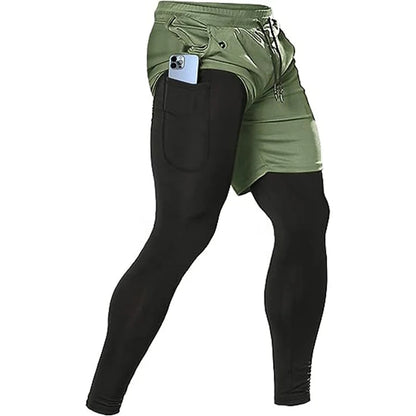 Men's Sport Pants 2 in1 Training Athletic Tracksuits Sportswear Workout Male Jogging Trousers Gym Fitness Running Pants Men - Smarsty