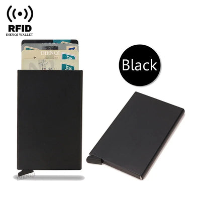 Rfid Credit Card Holder Metal Thin Slim Smart Wallet Men Women Wallets Pop Up Minimalist Small Black Purse Mini Walets for Men - Smarsty