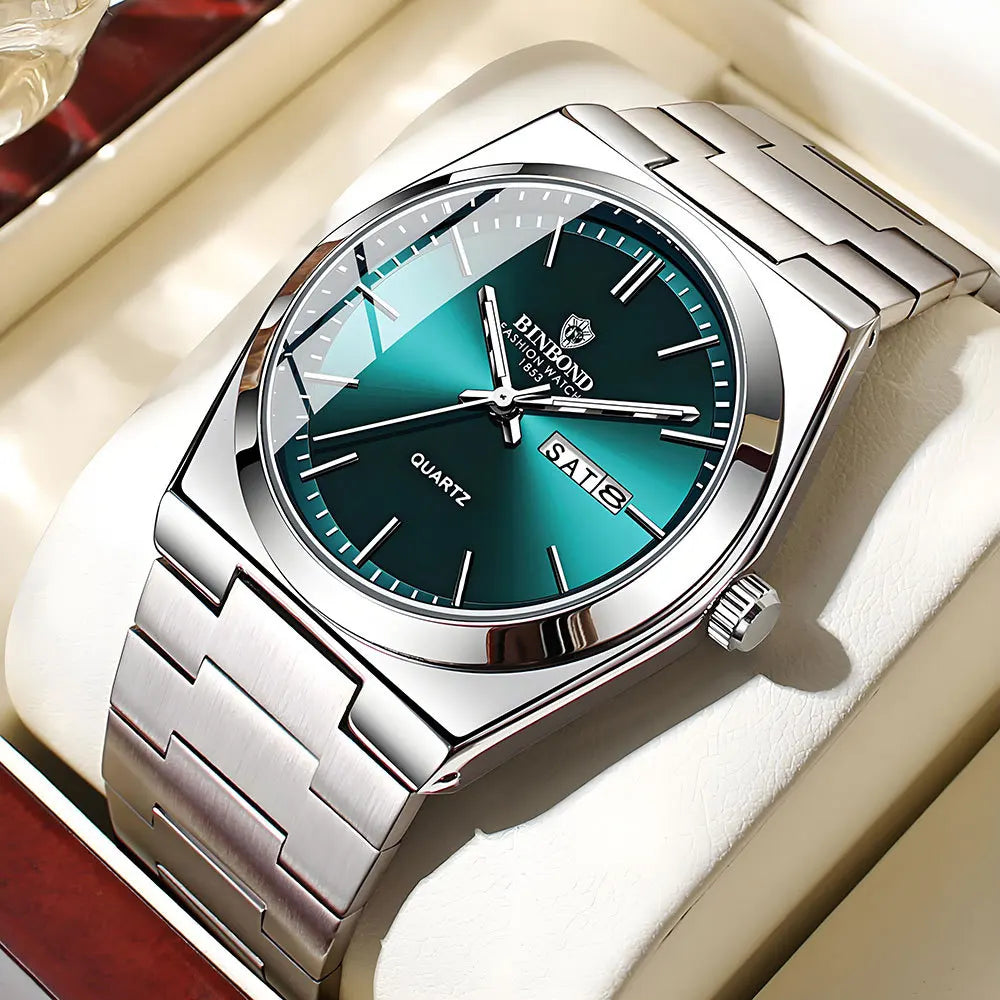 Luxury Stainless Steel Men's Watch with Double Calendar - Smarsty