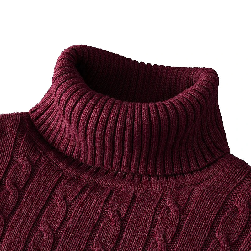 New Turtleneck Sweater Casual Men's Rollneck Knitted Sweater Keep Warm Men Jumper Woolen Sweater - Smarsty