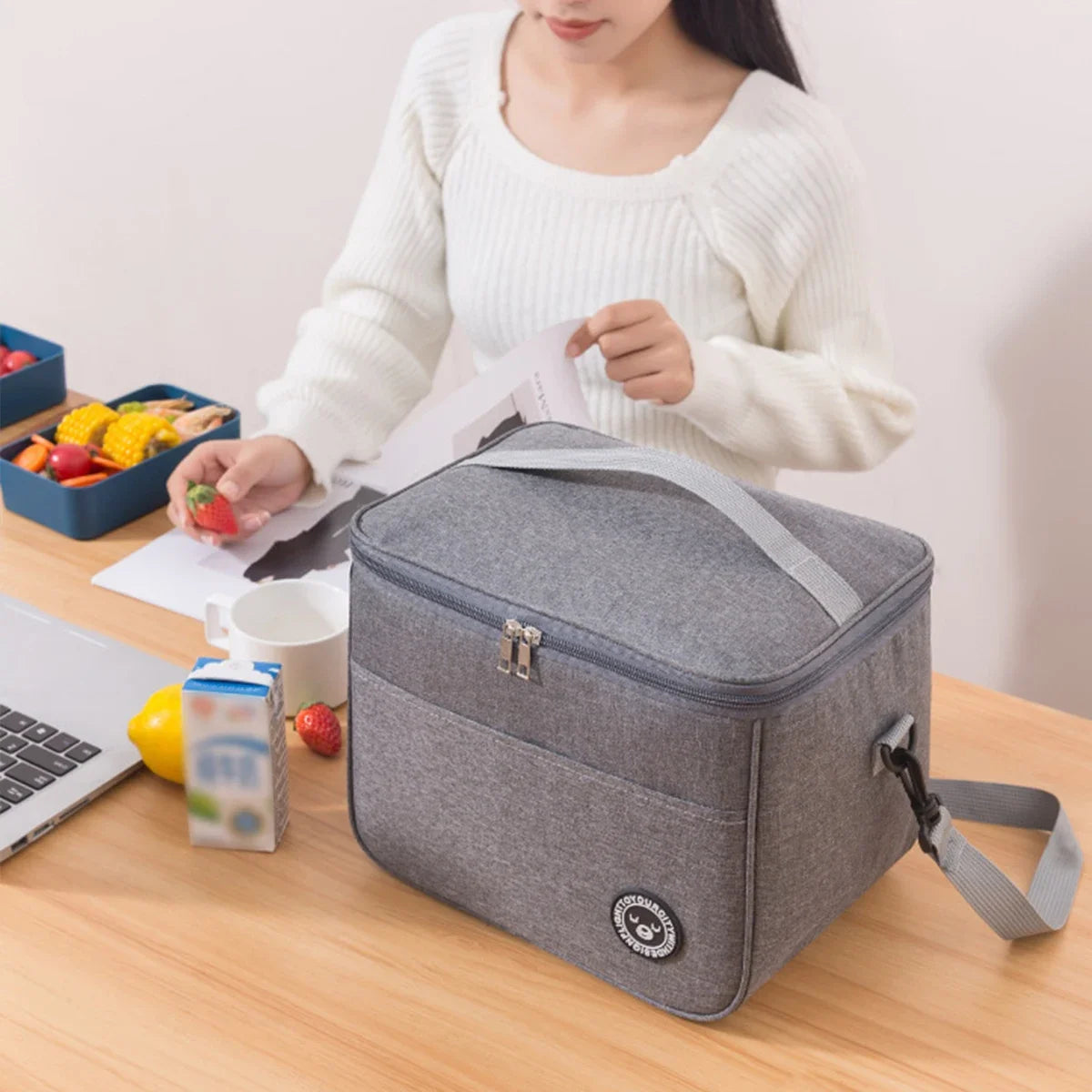 Insulated Lunch Bag Square Bento Bag with Aluminum Foil - Smarsty