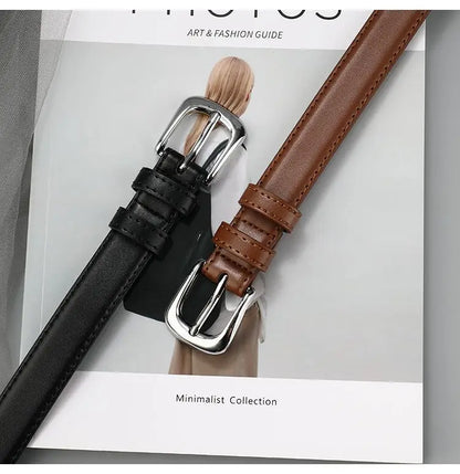 Women PU Leather Thin Belt Soft Comfortable Casual Waistband - Smarsty