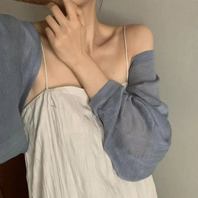 Fashion Thin Solid Color Ice Silk Sunscreen Cardigan Sunscreen Clothing For Women Girls Casual Summer Long Sleeve Short Coat - Smarsty