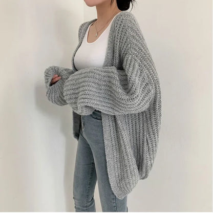 Vintage Harajuku Lantern Sleeve Women Cardigan Sweater Casual Korean Fall Streetwear Tops Coat Chic Lazy Wind Y2k Sweater - Smarsty