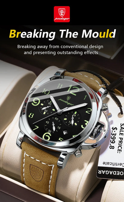 Luxury Waterproof Military Watch for Men Luminous Leather - Smarsty
