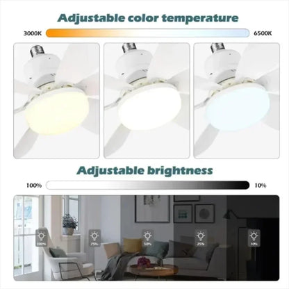 Ceiling fan light E27LED40W Strong wind 85-265V silent electric ceiling fan light remote control  85-265V living room kitchen