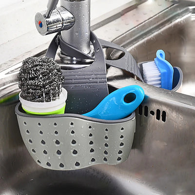 Home Storage Drain Basket Kitchen Sink Holder Adjustable Soap Sponge Shlf Hanging Drain Basket Bag Kitchen Accessories by Smarsty