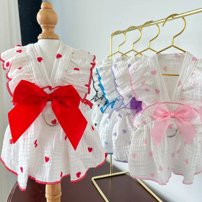 Summer Dog Cooling Dress with Cute Heart Print - Smarsty