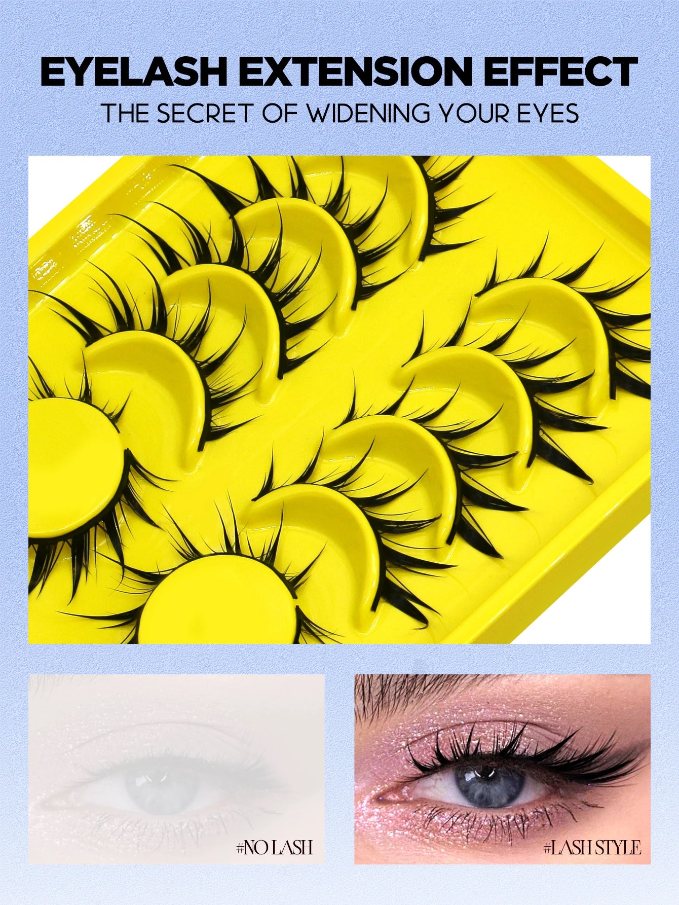 Groinneya Cat Eye 3D Natural False Lashes Fluffy Soft - Smarsty