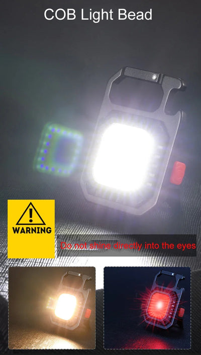 Mini LED Flashlight Magnetic COB Outdoor Camping Pocket Work Light 800 Lumens USB Rechargeable 7 Modes Spotlights - Smarsty