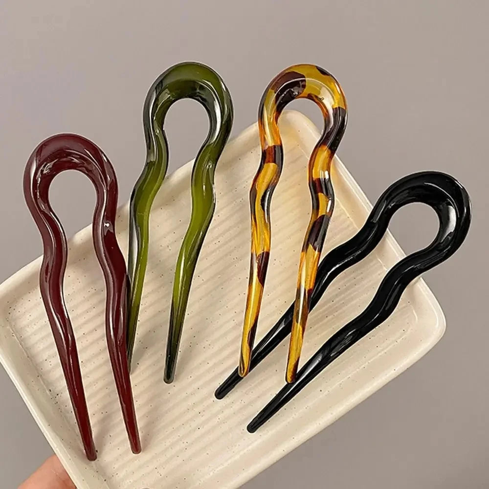 Geometric Tortoiseshell Hair Fork for Women - Smarsty