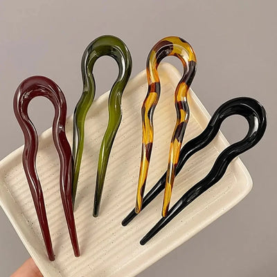 Geometric Tortoiseshell Hair Fork for Women - Smarsty
