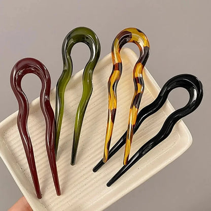 Geometric Tortoiseshell Hair Fork for Women - Smarsty