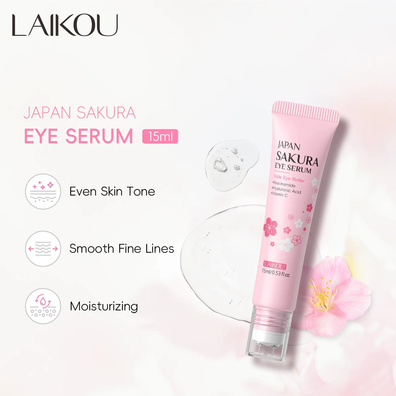 LAIKOU Sakura Eye Serum Roller for Dark Circles - Smarsty