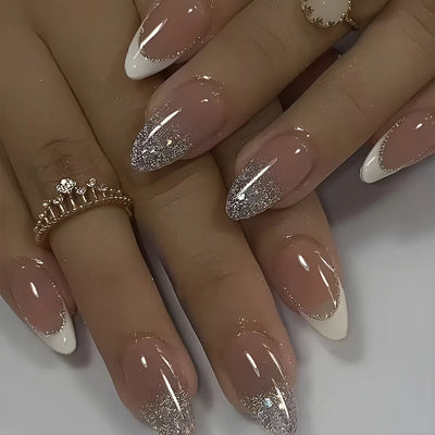 24 Pcs Metallic Cat Eye French Press On Nails - Smarsty
