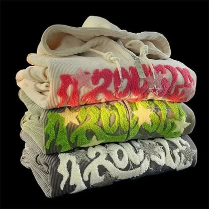 Autumn Long Sleeve Hooded Tops Fashion Zipper Embroidery Y2K Harajuku Streetwear Hoodies Jackrts Women Loose New Sweatshirts