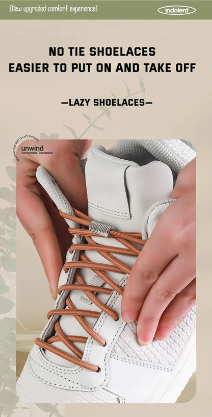 New Elastic Laces Sneakers Tennis Round Shoe laces Without ties Kids Adult No Tie Shoelace Rubber Bands Shoe Accessories - Smarsty