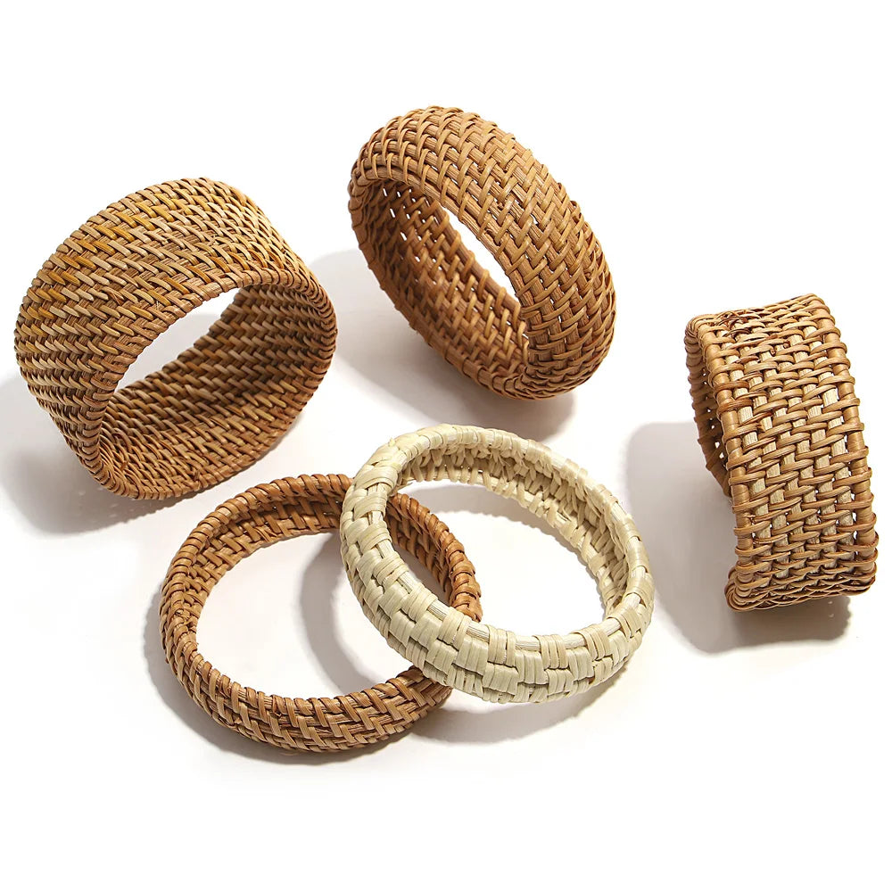 Boho Bamboo Rattan Weave Bracelet for Women - Smarsty