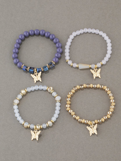 Trendy Butterfly Beaded Bracelet Set for Women - Smarsty