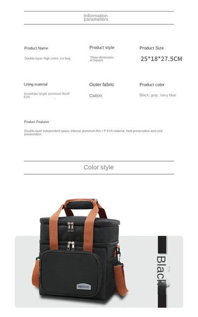 Double Layer Lunch Bag Large Capacity Thermal Insulation - Smarsty
