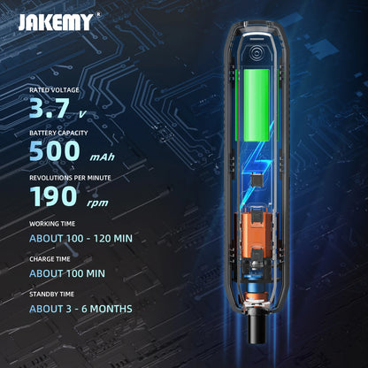 JAKEMY 180In1 Precision Screwdriver Set with Magnetic Bits - Electric or Manual Version Optional for Laptop/Phone/Glasses Repair