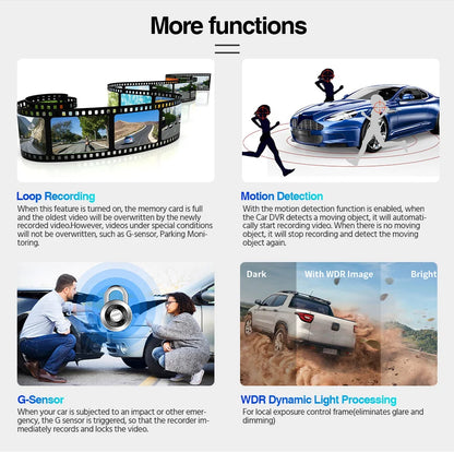 Dual 1080P Car DVR Touch Screen Rearview Night Vision - Smarsty