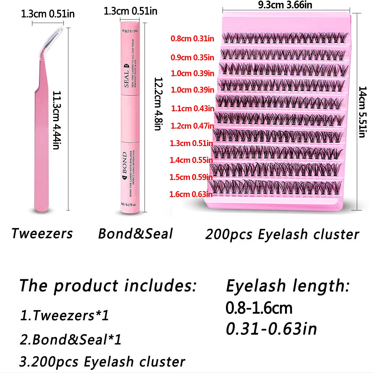 DIY Eyelash Extension Kit with 200pcs D Curl Clusters - Smarsty