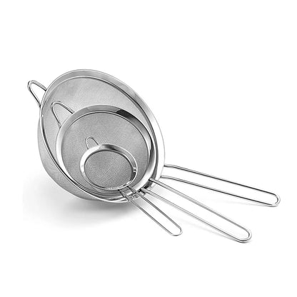 3pcs Stainless Steel Fine Mesh Strainer Set for Baking - Smarsty