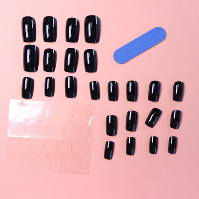 24pcs Black Square Press On Nails for Stunning Looks - Smarsty