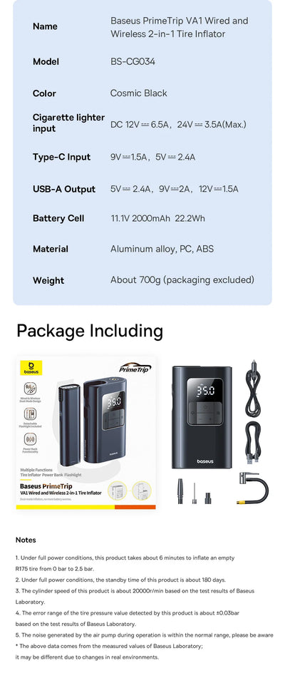 Wired And Wireless Car Air Pump 2in1 Portable Inflator - Smarsty