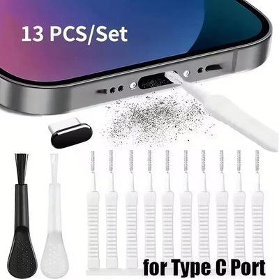Cell Phone Charging Port Dust Plug with Cleaning Brush for IPhone 15 14 13 16Pro Max Plus Samsung Xiaomi IOS Type C Cleaner Set - Smarsty