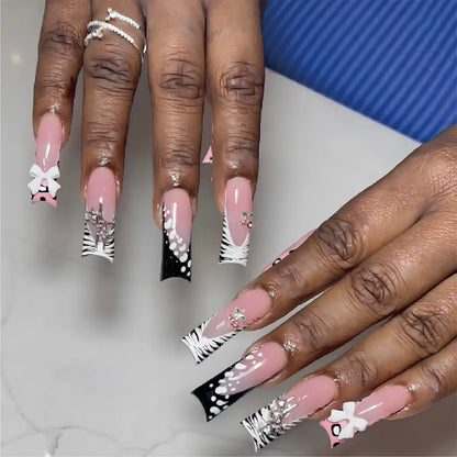24 Piece Y2K Leopard Print French Press On Nails - Smarsty