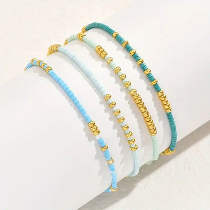 Turquoise Seedbeads Stretch Bracelet Set for Women - Smarsty