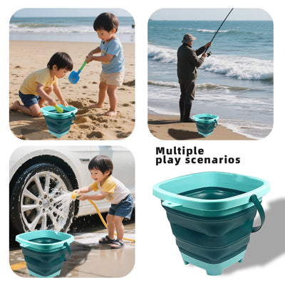 Children's collapsible bucket multi-functional small bucket seaside toys play sand portable play water catch the sea by Smarsty