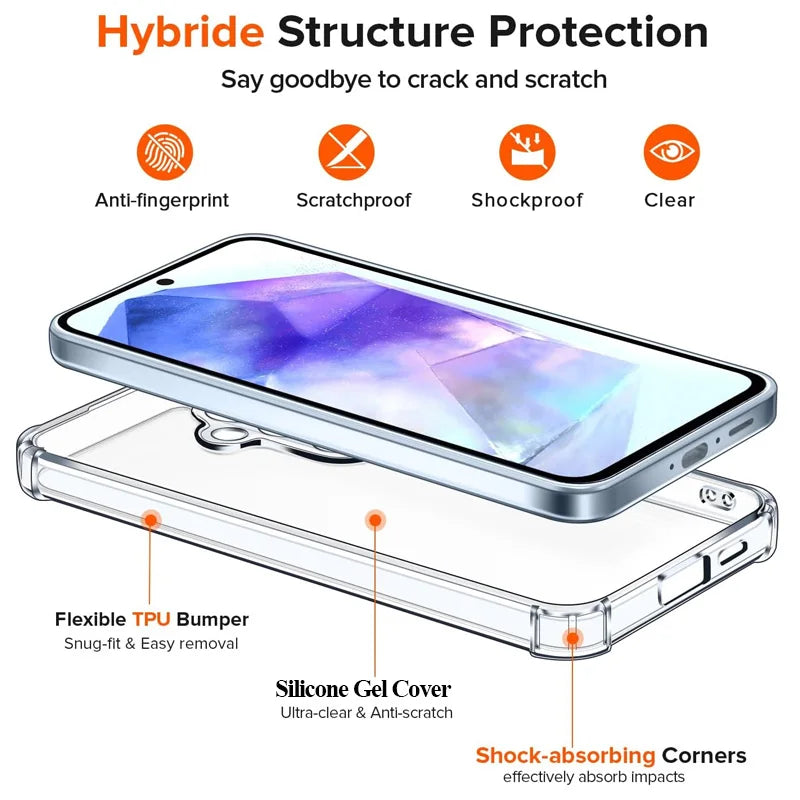 Glass Case With Silicone Cover For A55 Shockproof Design - Smarsty
