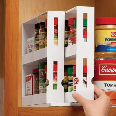 Multi-Function 2 Tier Rotate Spice Storage Rack Seasoning Swivel Storge Organizer Shelf kitchen bathroom creative household item by Smarsty