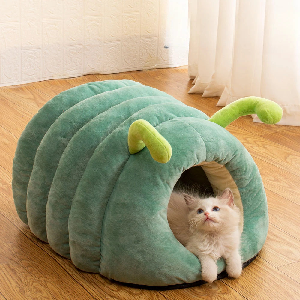 Warm Plush Cat Bed with Foldable Design - Smarsty