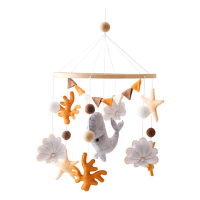 Wooden Crib Mobile Baby Bed Bell Rattle Toy Soft Felt Cartoon Bear Mobile Hanging Newborn Music Box Bed Bell Hanging Bracket Toy by Smarsty