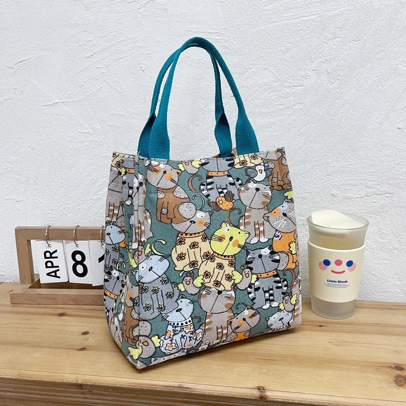 Chic Cat Pattern Top Handle Bag For Women Everyday Use - Smarsty