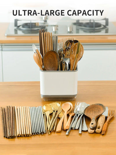 Household Multi-Functional Tableware Rack, Kitchen Tableware Drain Rack, Chopsticks Rack, Spoon, Chopsticks, Fork, Storage Rack by Smarsty