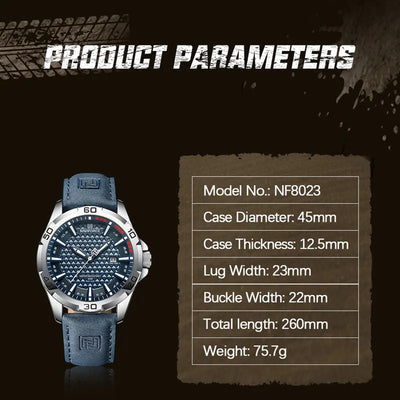 NAVIFORCE Men Fashion Waterproof Quartz Watch with Leather Strap - Smarsty