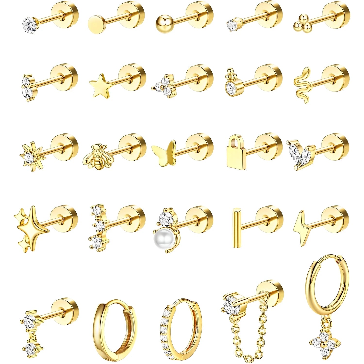 Stainless Steel Earrings For Sensitive Ears Slim Flat Back - Smarsty