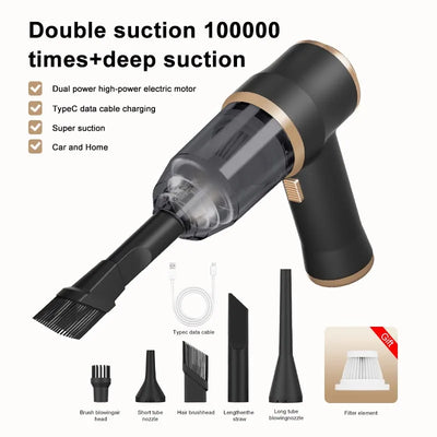 High Power Car Blower Vacuum, 2-in-1 Strong Suction & Blowing, Portable for Auto/Home Cleaning, Dust Removal from Seat/Mat/Trunk - Smarsty
