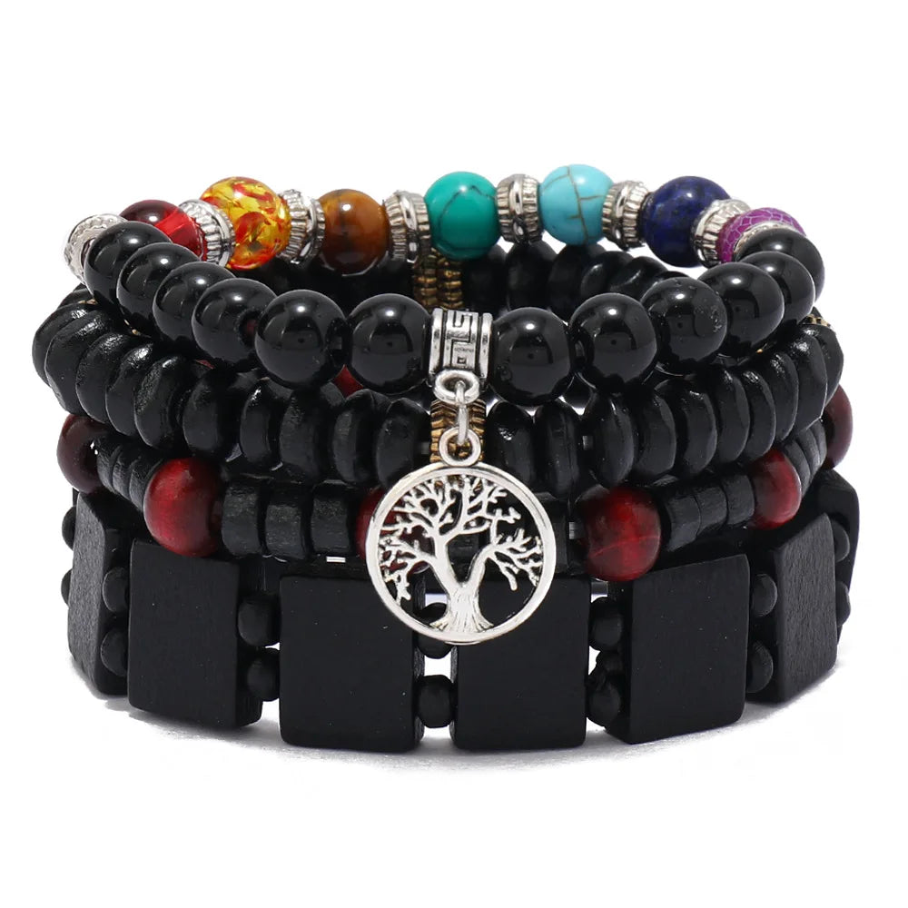 Ethnic Wood Bead Cactus Charms Bracelets for Women - Smarsty