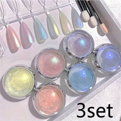 Shimmering Aurora Nail Powder Set for Stunning Holographic Effects - Smarsty